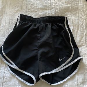 Black and white nike track shorts